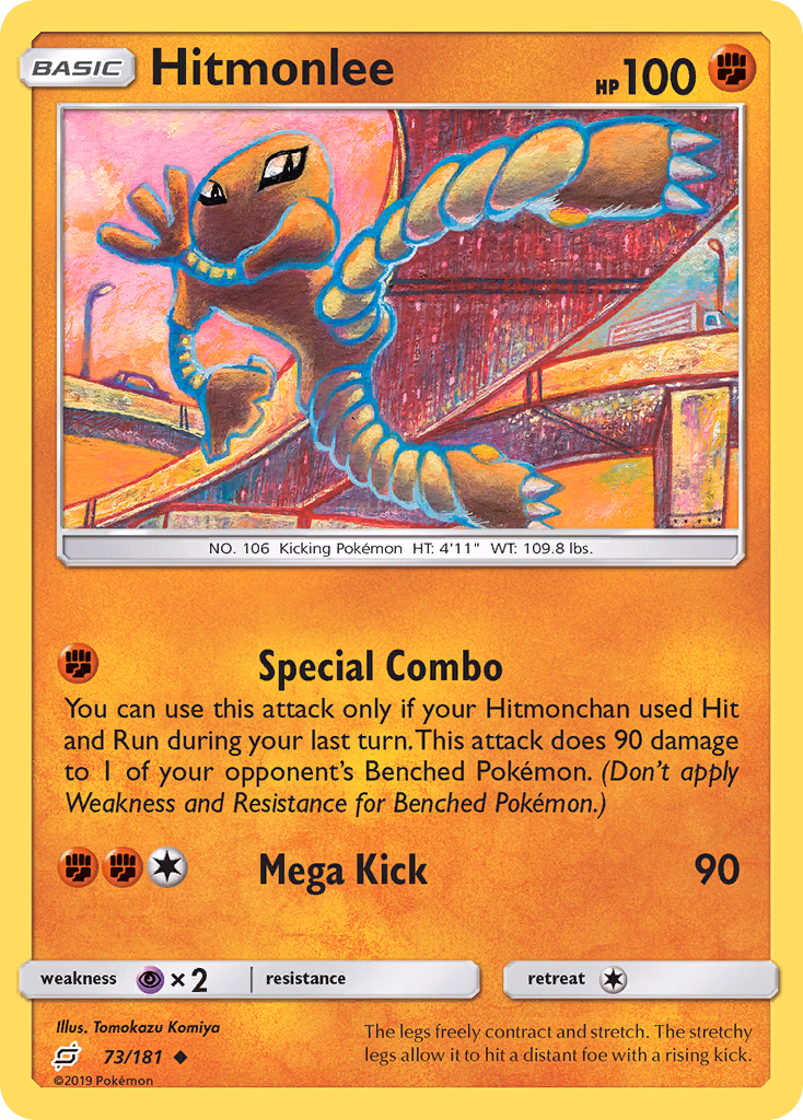 Hitmonlee Pokemon card (73/181, Team Up)