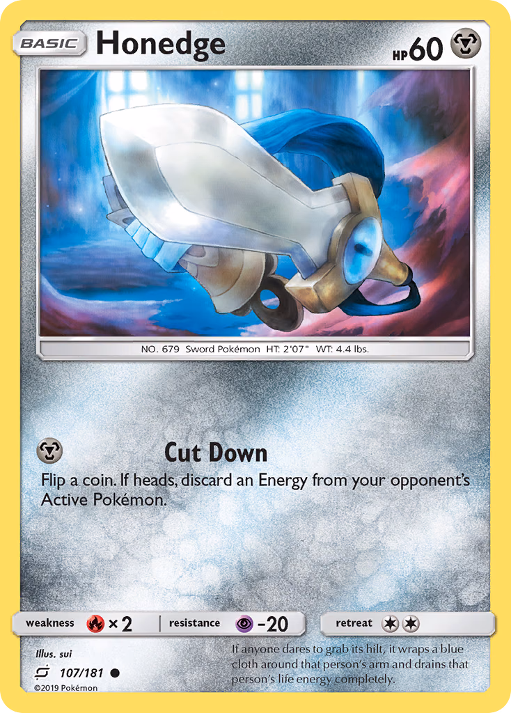 Honedge Pokemon card (107/181, Team Up)