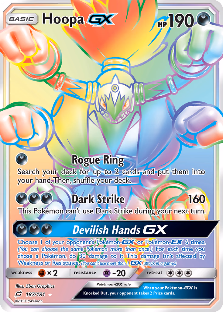 Hoopa-GX Pokemon card (187/181, Team Up)