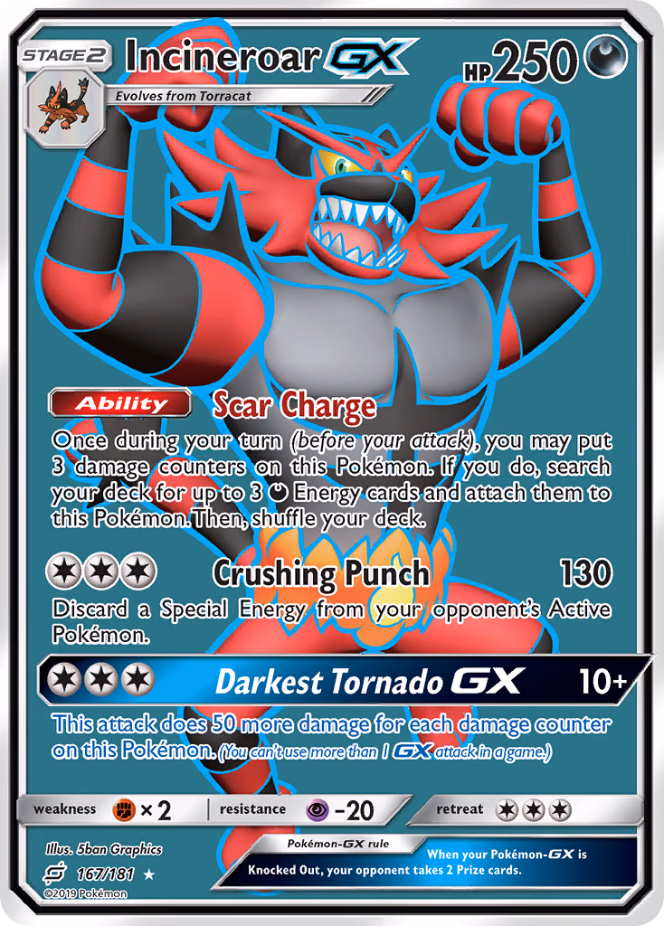 Incineroar-GX Pokemon card (167/181, Team Up)