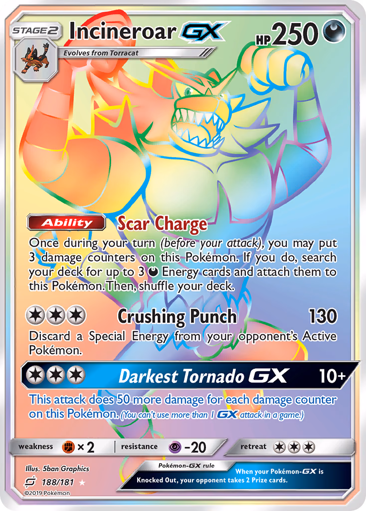 Incineroar-GX Pokemon card (188/181, Team Up)
