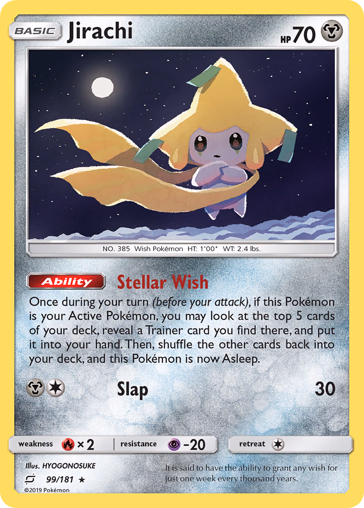 Jirachi Pokemon card (99/181, Team Up)