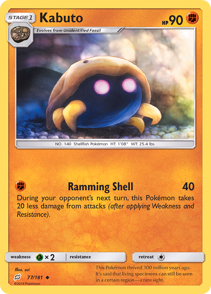 Kabuto Pokemon card (77/181, Team Up)