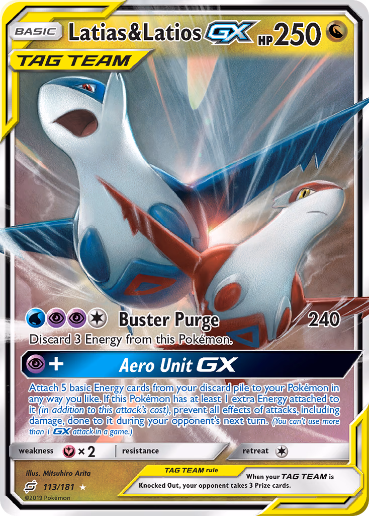 Latias & Latios-GX Pokemon card (113/181, Team Up)