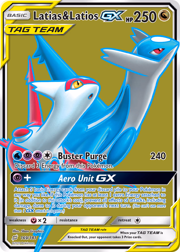 Latias & Latios-GX Pokemon card (169/181, Team Up)