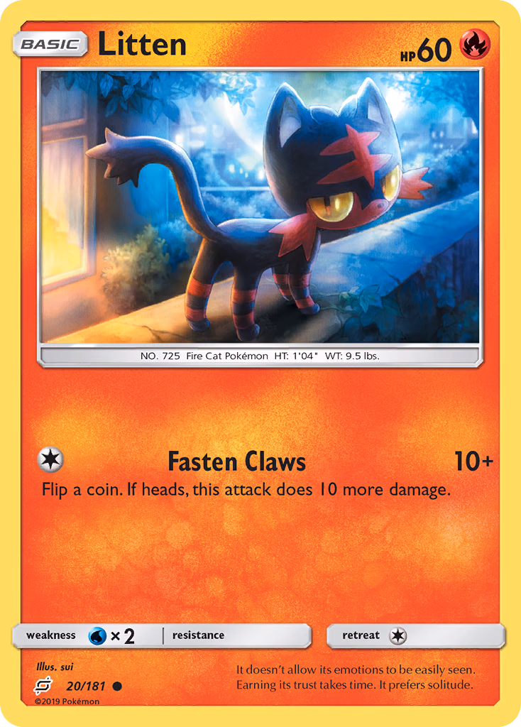 Litten Pokemon card (20/181, Team Up)