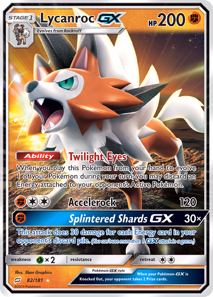 Lycanroc-GX Pokemon card (82/181, Team Up)