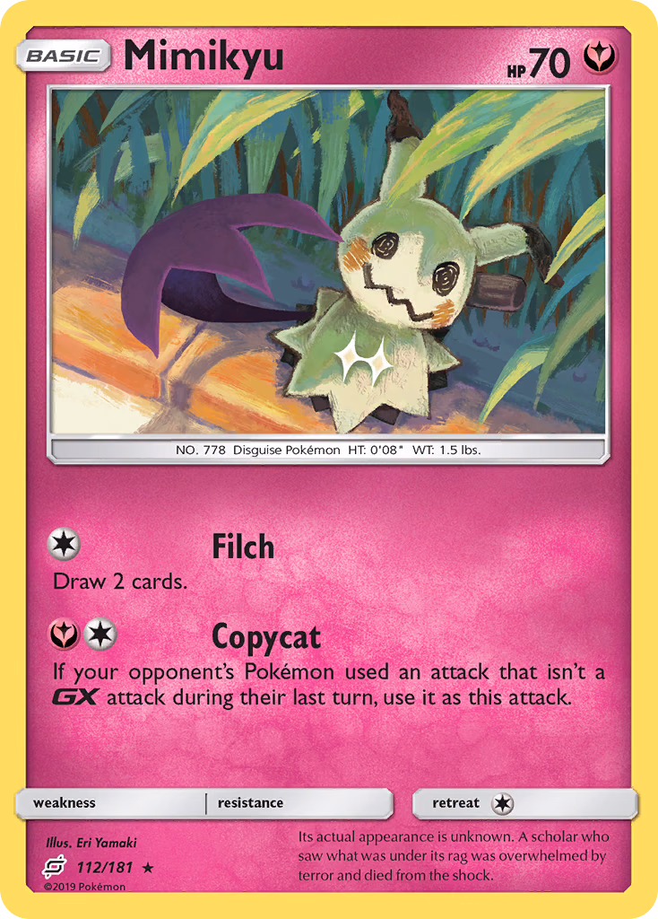 Mimikyu Pokemon card (112/181, Team Up)