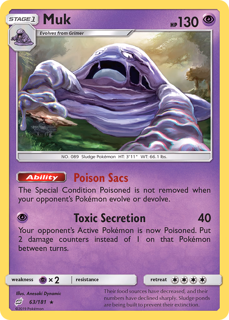 Muk Pokemon card (63/181, Team Up)