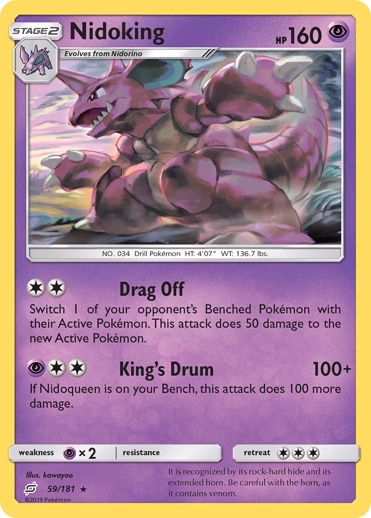 Nidoking Pokemon card (59/181, Team Up)