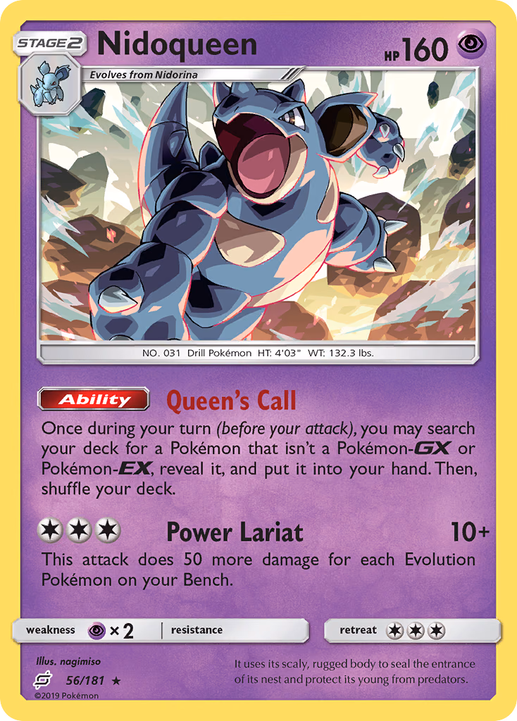 Nidoqueen Pokemon card (56/181, Team Up)