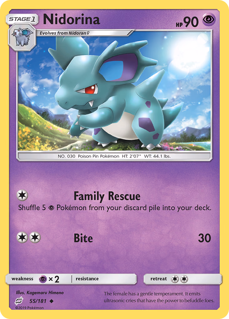 Nidorina Pokemon card (55/181, Team Up)