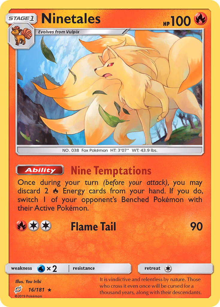 Ninetales Pokemon card (16/181, Team Up)