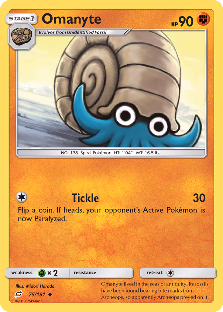 Omanyte Pokemon card (75/181, Team Up)