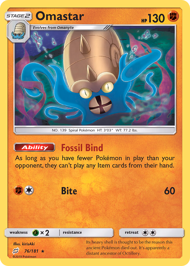 Omastar Pokemon card (76/181, Team Up)