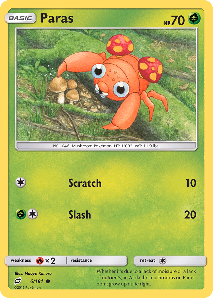 Paras Pokemon card (6/181, Team Up)