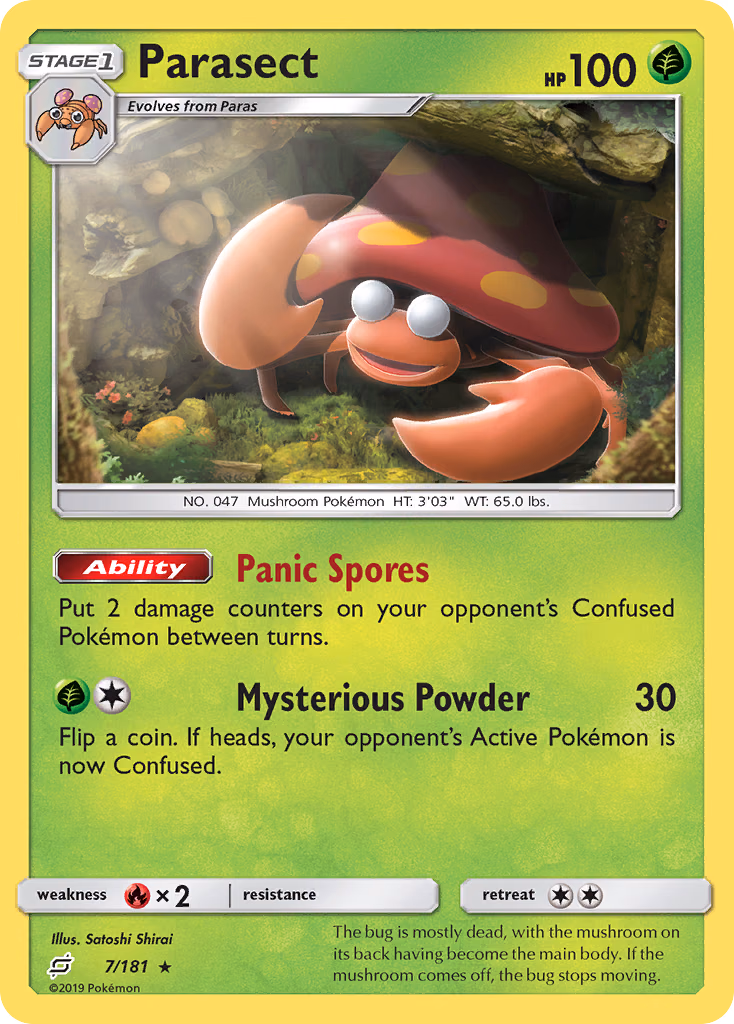 Parasect Pokemon card (7/181, Team Up)