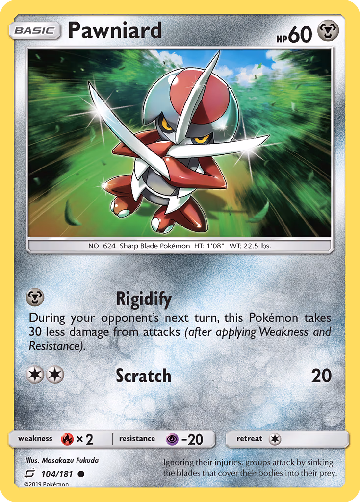 Pawniard Pokemon card (104/181, Team Up)
