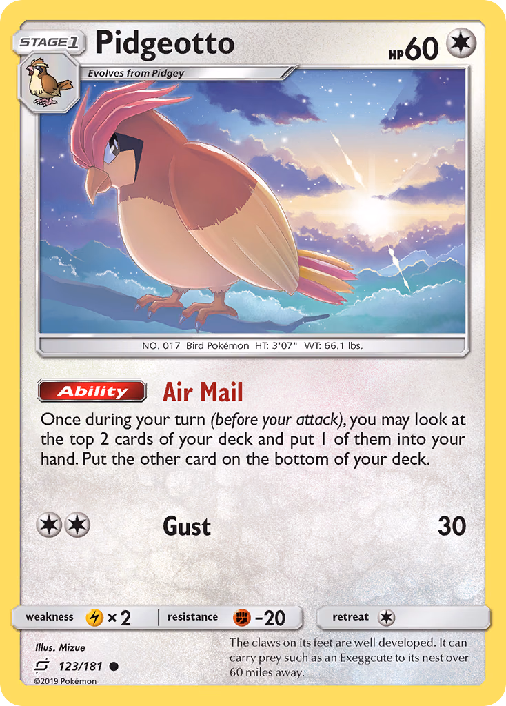 Pidgeotto Pokemon card (123/181, Team Up)