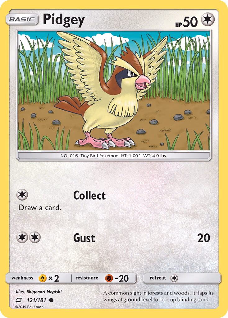 Pidgey Pokemon card (121/181, Team Up)