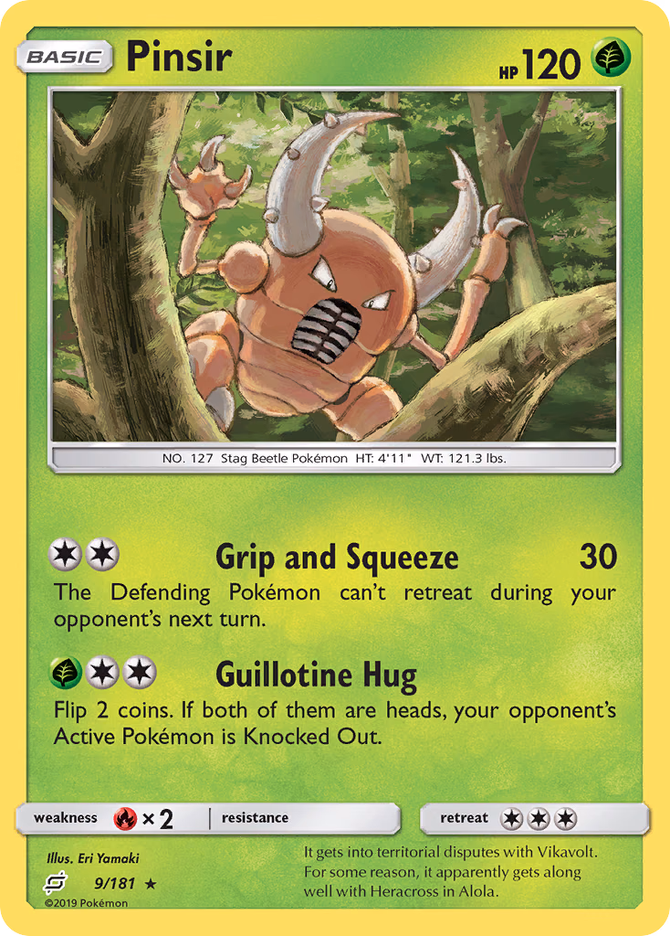 Pinsir Pokemon card (9/181, Team Up)