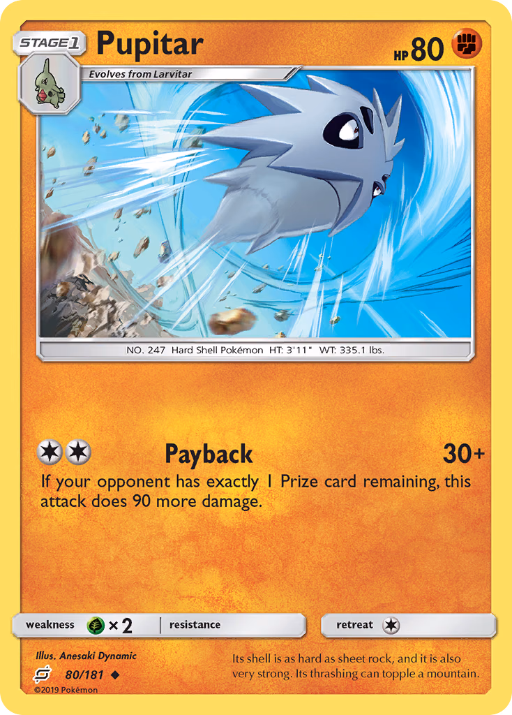 Pupitar Pokemon card (80/181, Team Up)