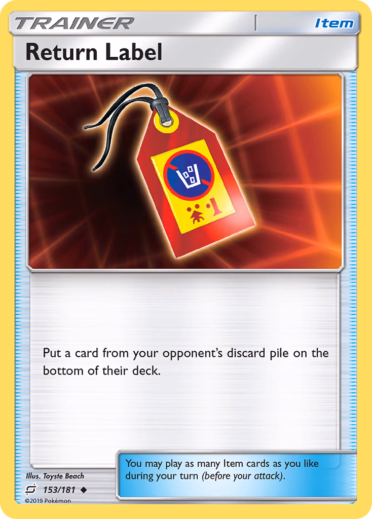 Return Label Pokemon card (153/181, Team Up)