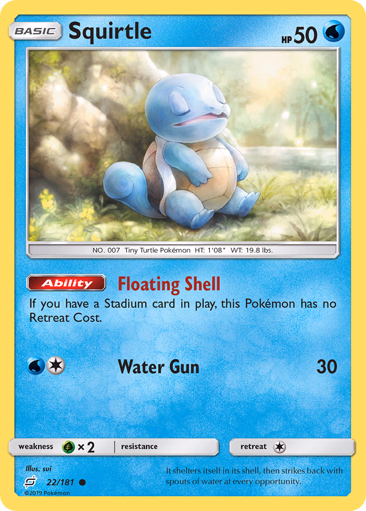 Squirtle Pokemon card (22/181, Team Up)
