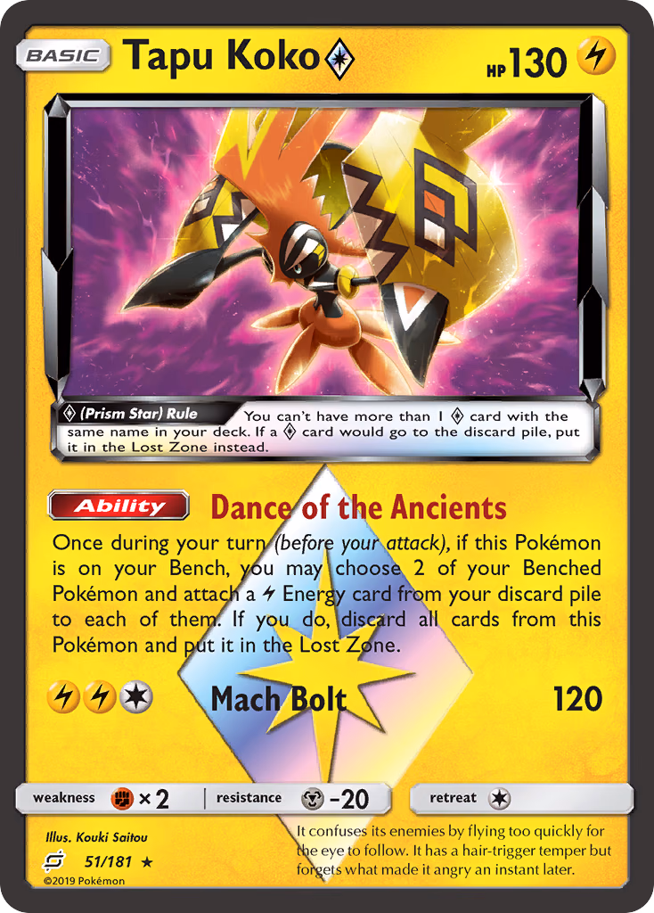 Tapu Koko ◇ Pokemon card (51/181, Team Up)