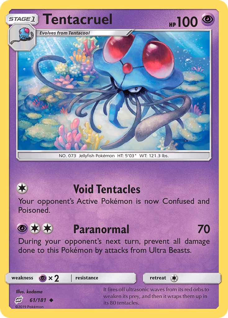 Tentacruel Pokemon card (61/181, Team Up)