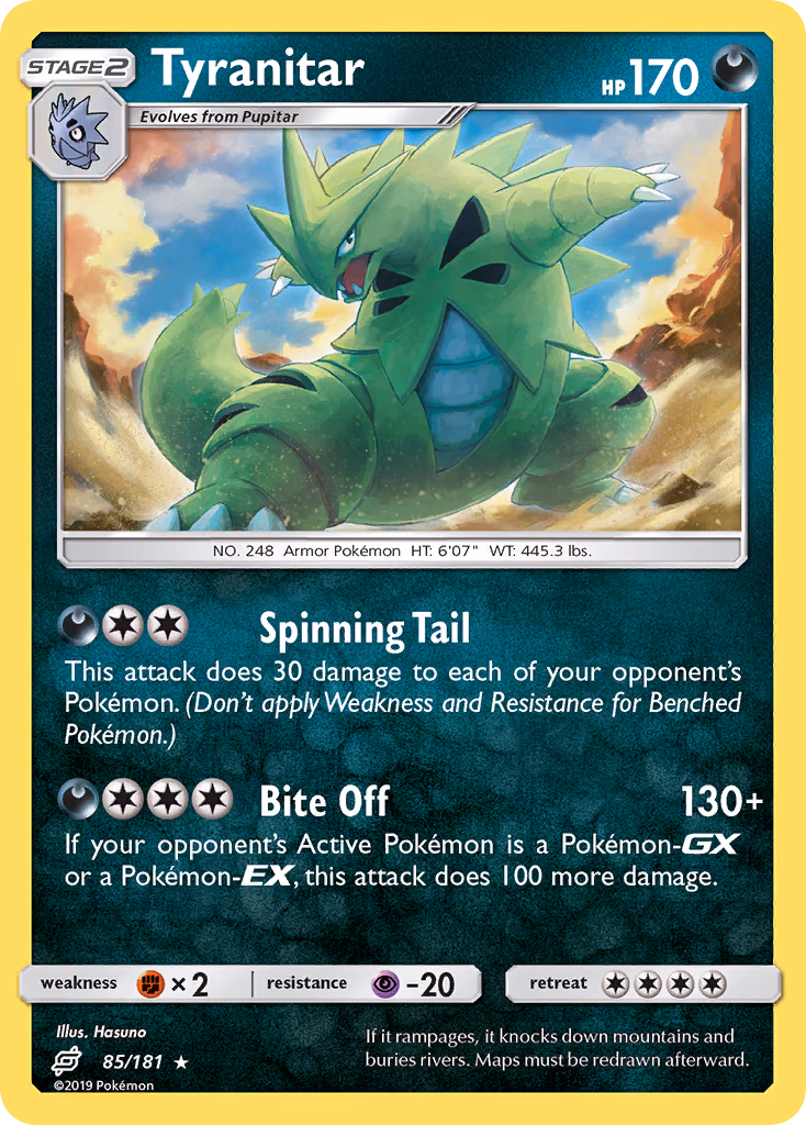 Tyranitar Pokemon card (85/181, Team Up)