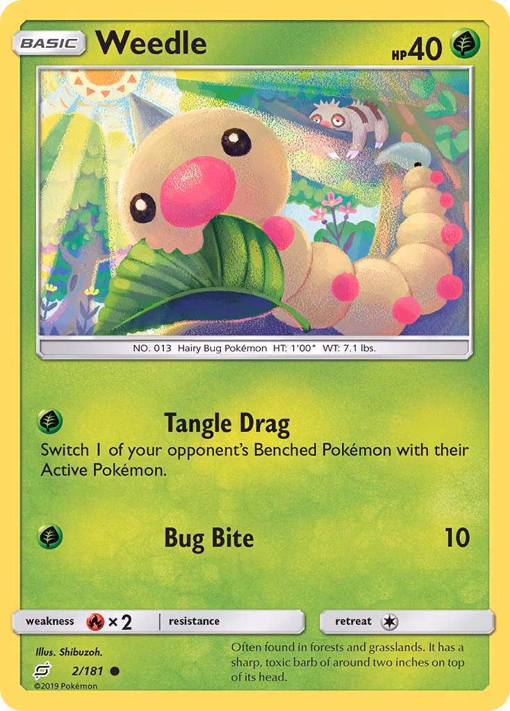Weedle Pokemon card (2/181, Team Up)