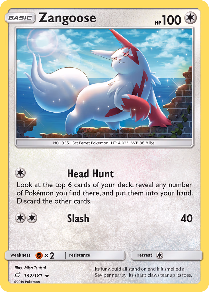 Zangoose Pokemon card (132/181, Team Up)