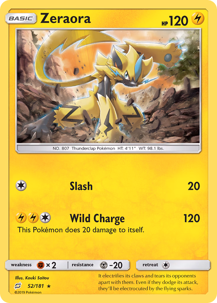 Zeraora Pokemon card (52/181, Team Up)