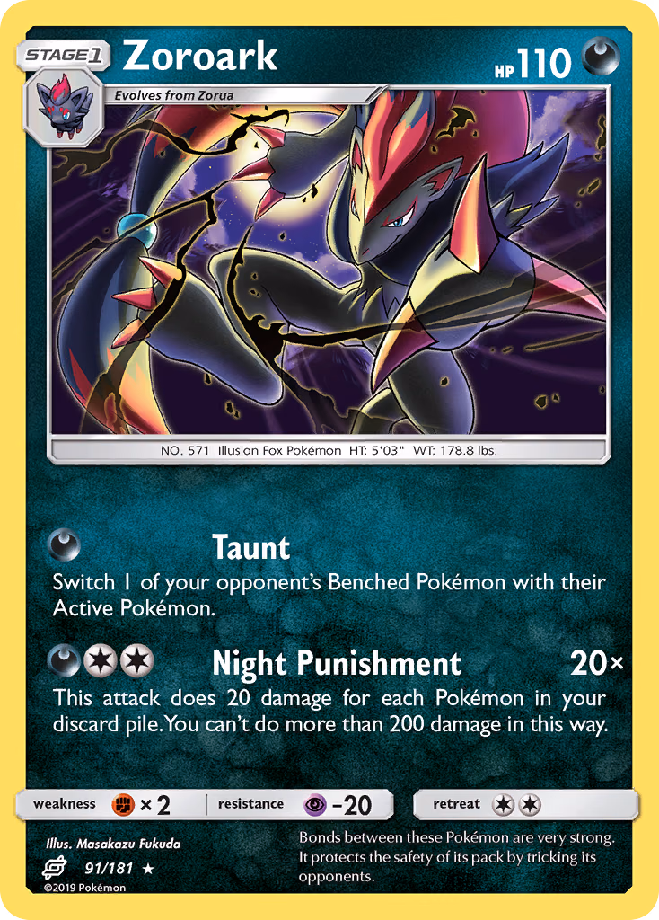 Zoroark Pokemon card (91/181, Team Up)