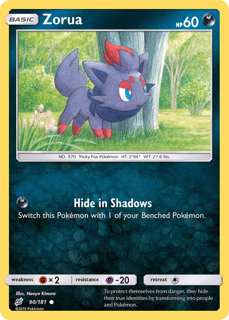 Zorua Pokemon card (90/181, Team Up)