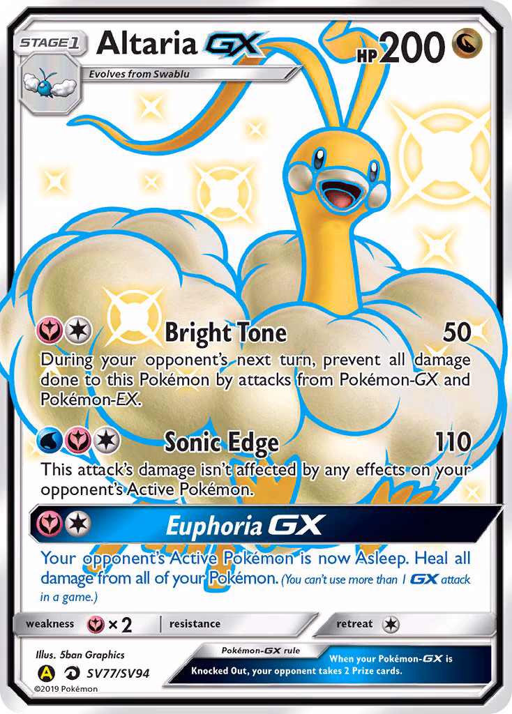 Altaria-GX Pokemon card (SV77/SV94, Hidden Fates Shiny Vault)