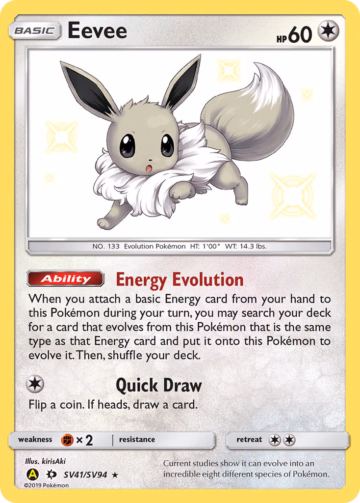 Eevee Pokemon card (SV41/SV94, Hidden Fates Shiny Vault)