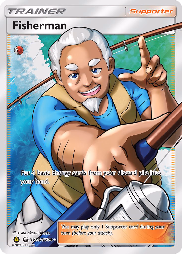 Fisherman Pokemon card (SV83/SV94, Hidden Fates Shiny Vault)
