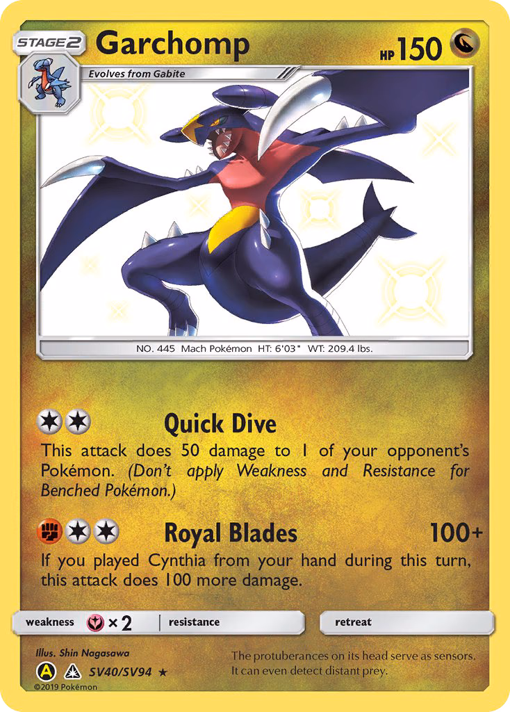 Garchomp Pokemon card (SV40/SV94, Hidden Fates Shiny Vault)