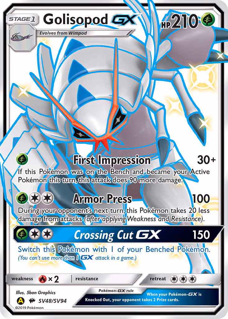Golisopod-GX Pokemon card (SV48/SV94, Hidden Fates Shiny Vault)