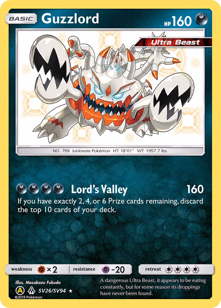 Guzzlord Pokemon card (SV26/SV94, Hidden Fates Shiny Vault)