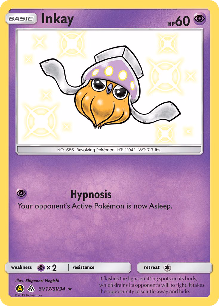 Inkay Pokemon card (SV17/SV94, Hidden Fates Shiny Vault)