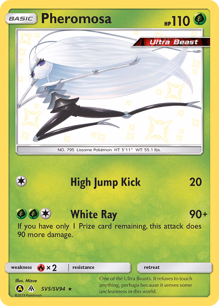 Pheromosa Pokemon card (SV5/SV94, Hidden Fates Shiny Vault)
