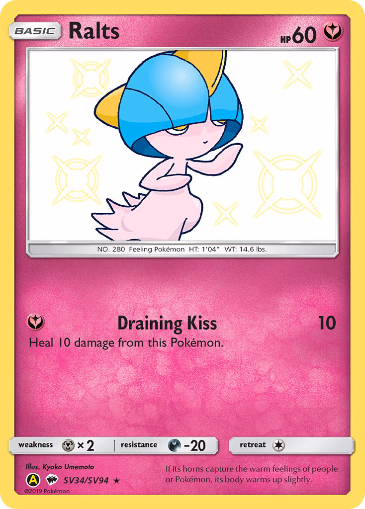 Ralts Pokemon card (SV34/SV94, Hidden Fates Shiny Vault)