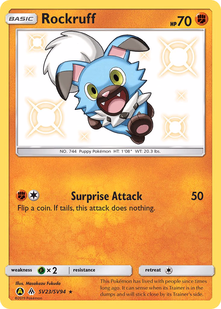 Rockruff Pokemon card (SV23/SV94, Hidden Fates Shiny Vault)