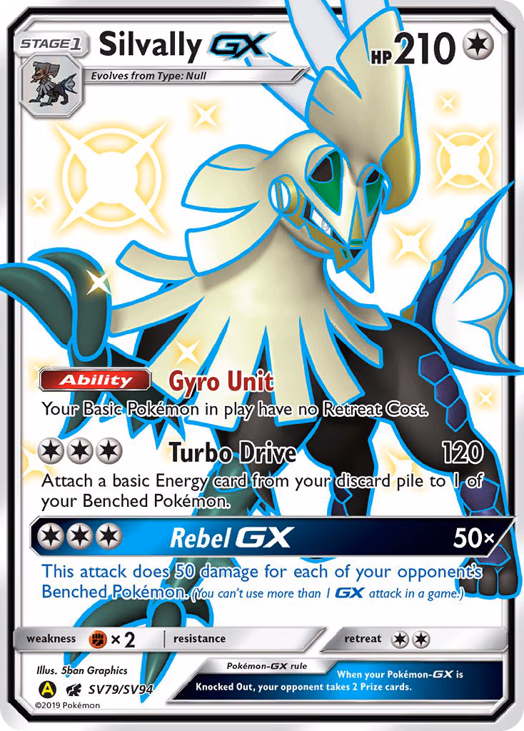 Silvally-GX Pokemon card (SV79/SV94, Hidden Fates Shiny Vault)