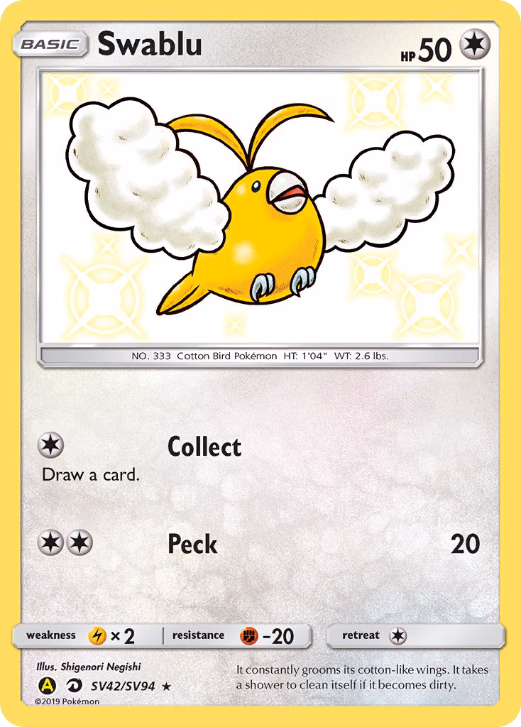 Swablu Pokemon card (SV42/SV94, Hidden Fates Shiny Vault)