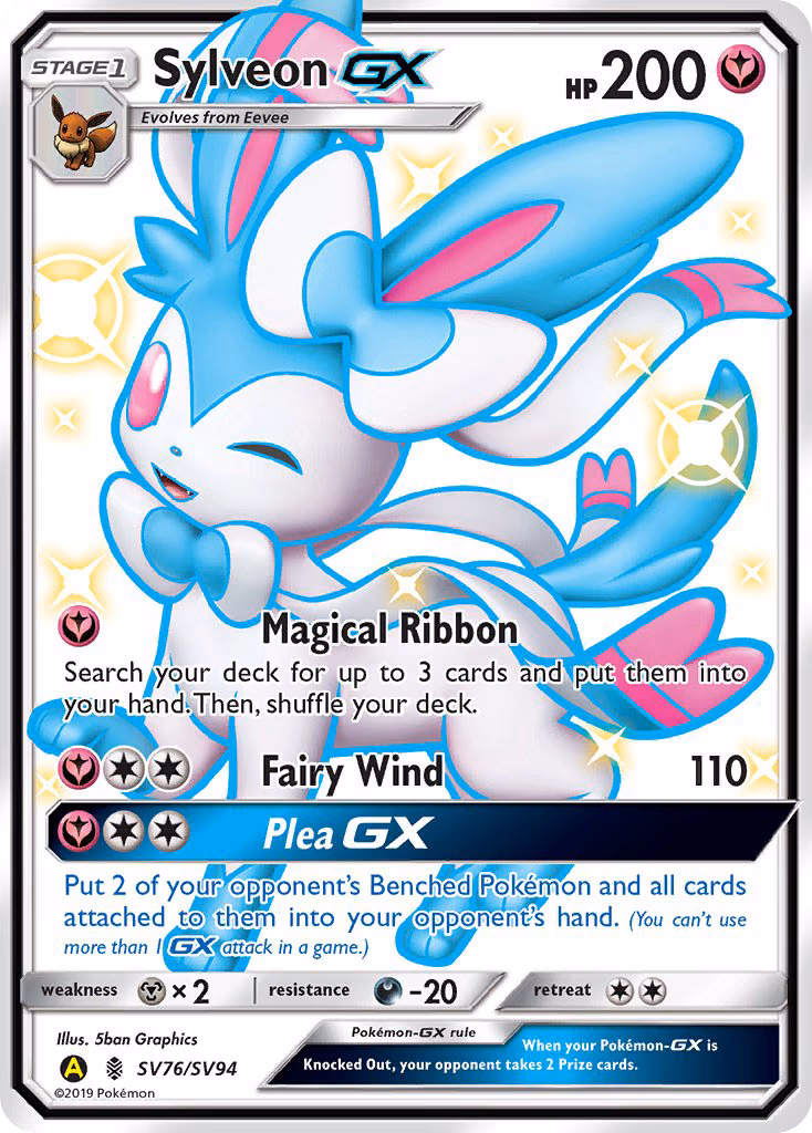 Sylveon-GX Pokemon card (SV76/SV94, Hidden Fates Shiny Vault)