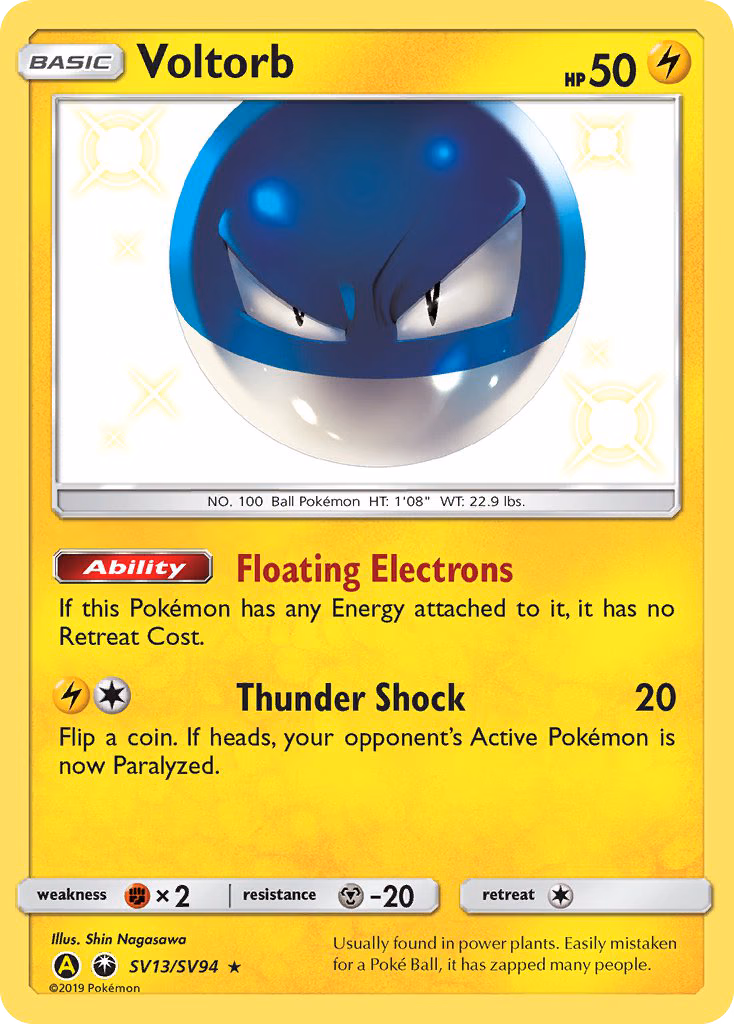 Voltorb Pokemon card (SV13/SV94, Hidden Fates Shiny Vault)